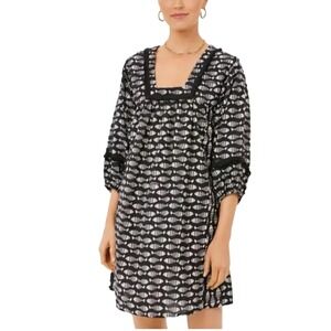 Tuckernuck Tnuck Beach Dress Piscis Catalan Black White Fish Resort Medium *FLAW